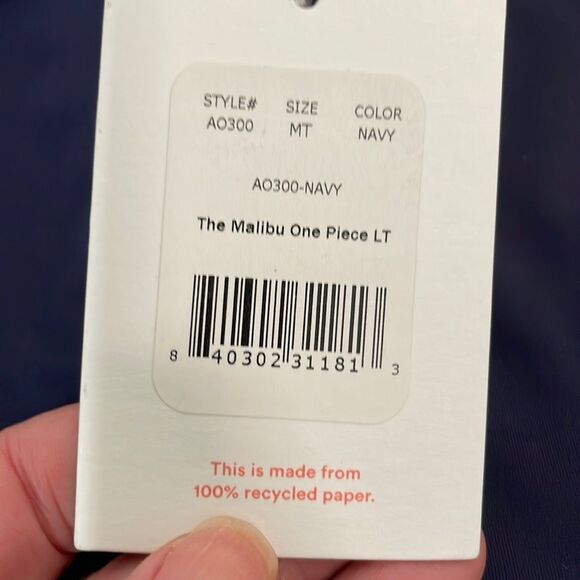 Andie The Malibu One Piece LT Swimsuit Navy size M long torso NWT - Picture 7 of 7